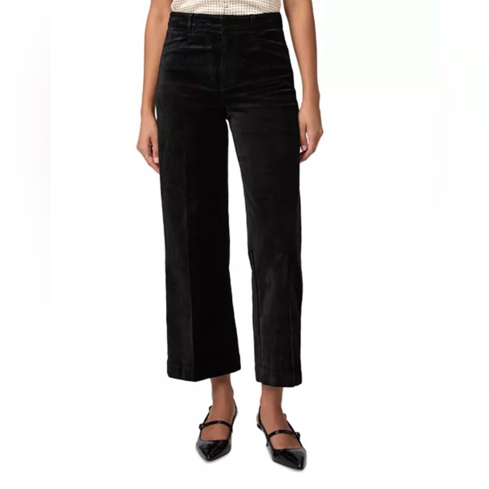 Paige “Nellie” Black Velvet Cropped Pant 32